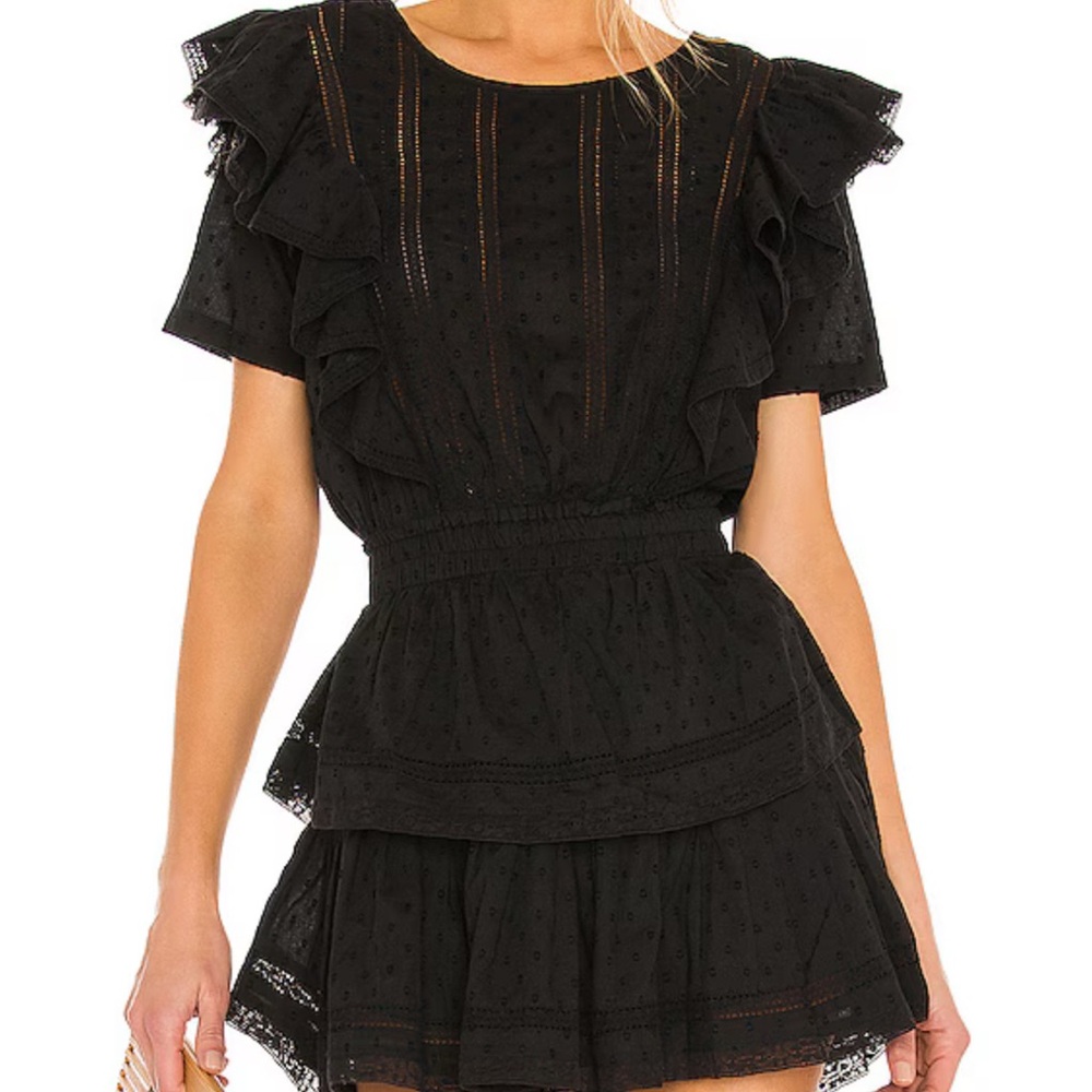 Loveshack Fancy black cotton ruffle dress. Size M